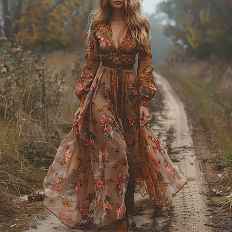 Alina Soleil | Romantiška Boho Maxi Suknelė