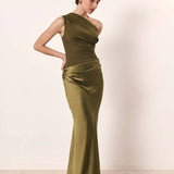 Aleida | Vieno Peties Satino Maksidress