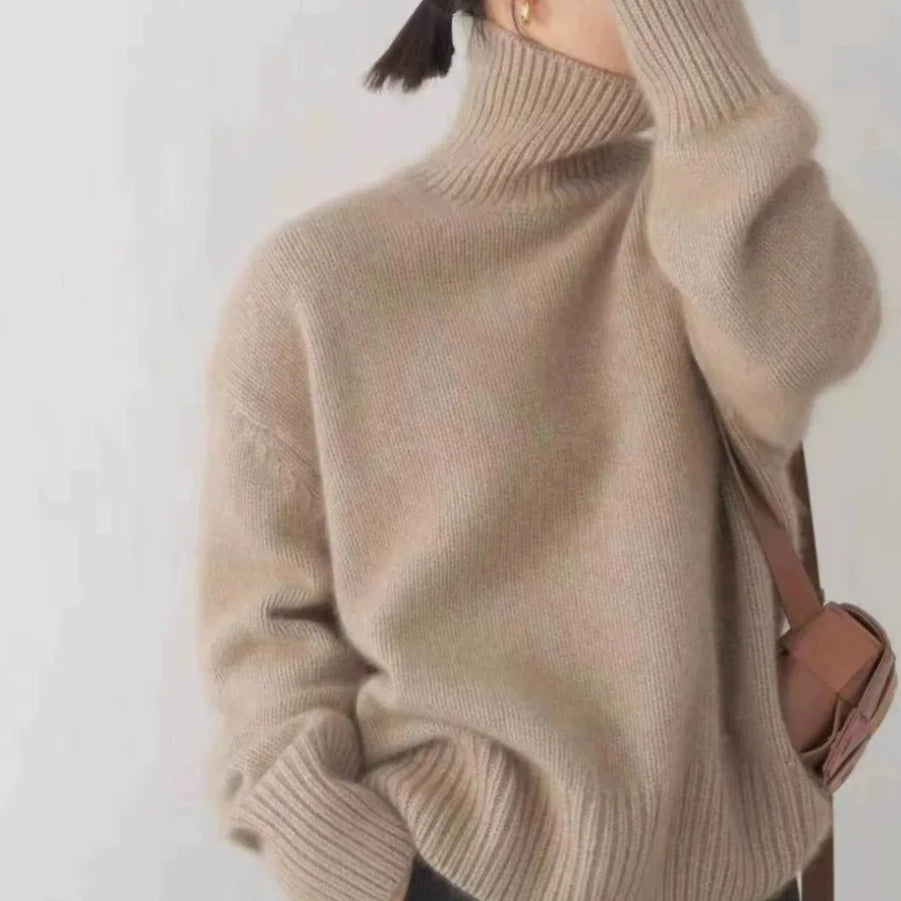 Zoey - Per didelis megztinis su aukštu kaklu