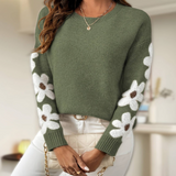 Silke - Minkštas megztinis su gėlėtu dizainu