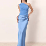 Aleida | Vieno Peties Satino Maksidress