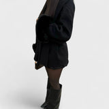 Adele | Elegantiškas paltas su ekologiškos kailio detalėmis