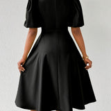 Clara Bloom | Rafinuota Juoda Midi Suknelė