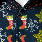 Vyriški medvilniniai kalėdiniai marškiniai su šventiniu raštu ilgarankoviai