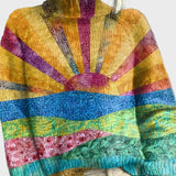 Aukštas kaklas megztinis su rafinuotu raštu